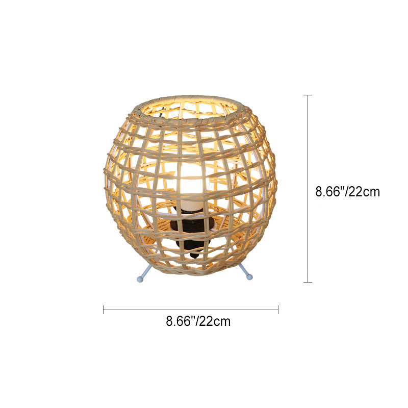 Farmhouse Metal Weaving Cane Table Lamp