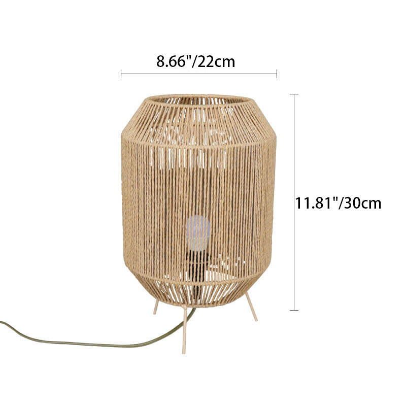 Hemp Rope Weaving Cage Table Lamp