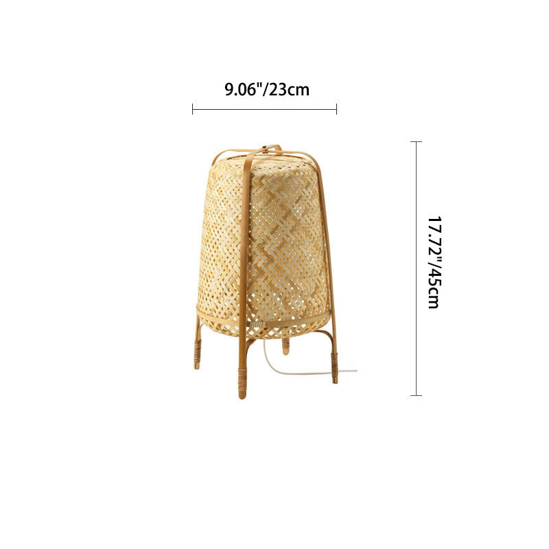 Cylindrical Hand-Woven Bamboo Bedroom Floor Lamp