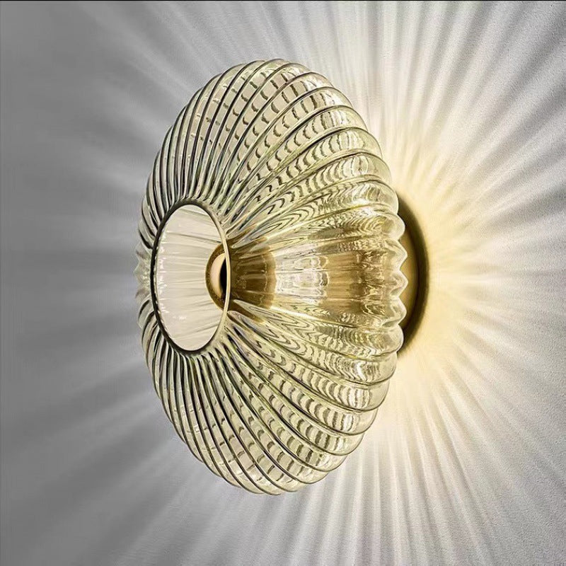 Striped Glass Round Disc Wall Lamp