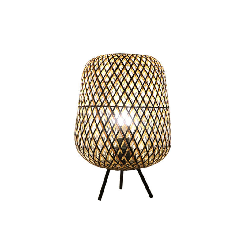Rattan Weaving Oval Ball Table Lamp