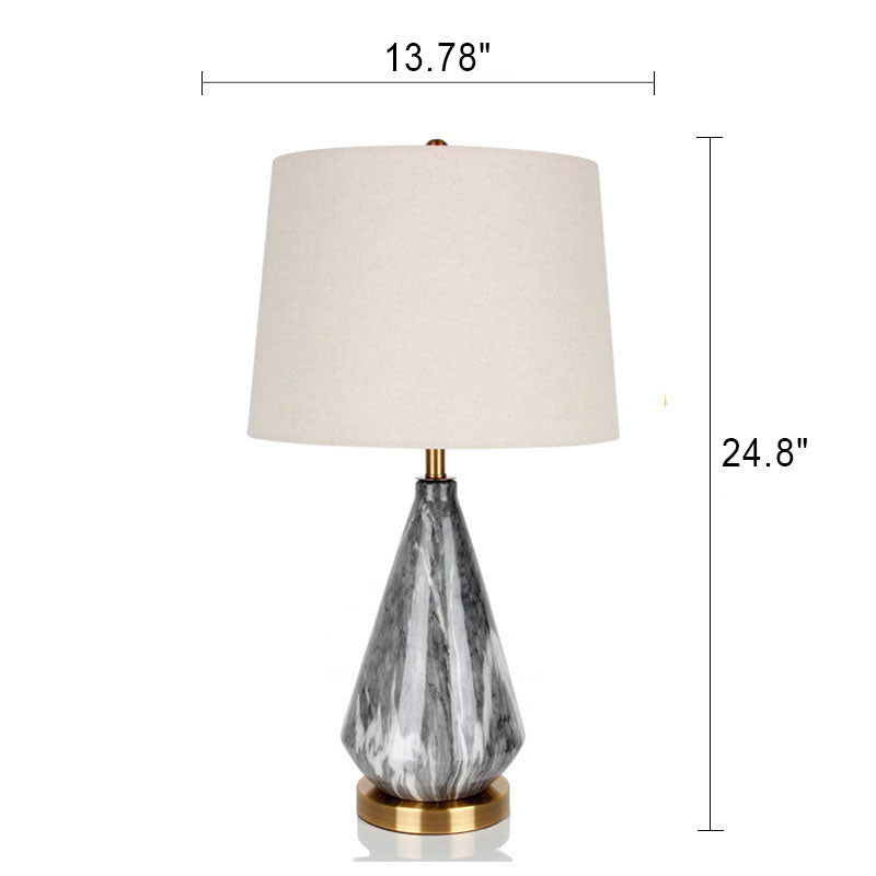Tapered Ceramics Marble Fabric Table Lamp