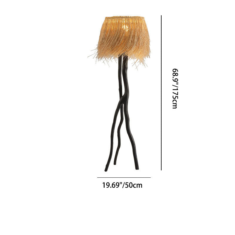 Bamboo Weaving Round Resin Floor Lamp
