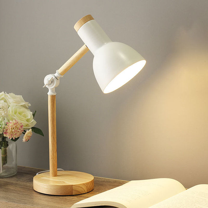 Iron Semi-Circular Wooden Study Table Lamp