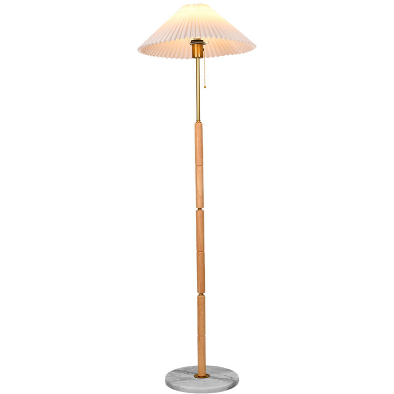 Plastic Pleated Conical Marble Floor Lamp