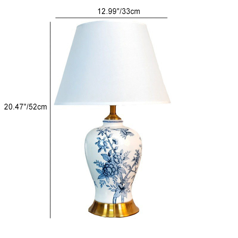 Fabric Ceramics Vase Bedroom Table Lamp