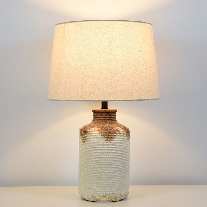 Fabric Earthenware Pot Bedroom Table Lamp