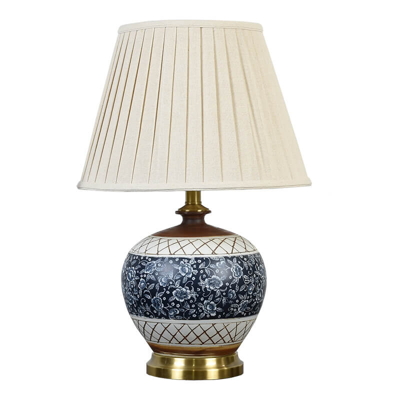 Round Ceramic Hardware Fabric Table Lamp