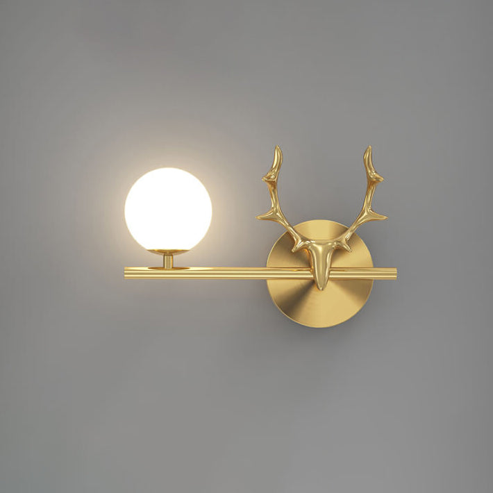 Antler Full Brass Glass Wall Lamp