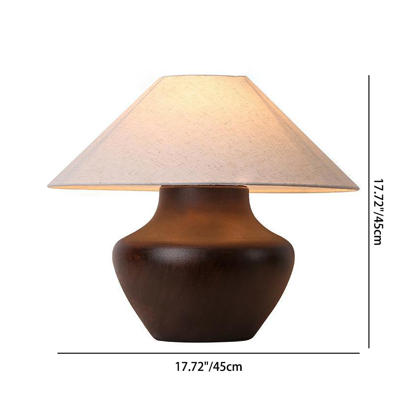 Round Jar Ceramic Fabric Table Lamp
