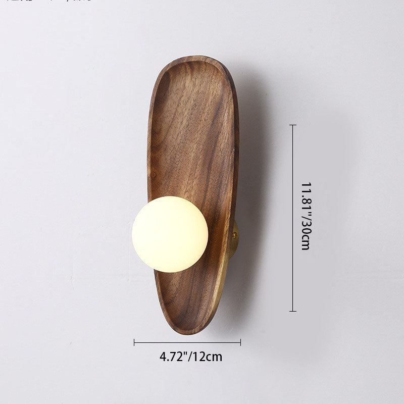 Irregular Oval Plate Wood Wall Lamp