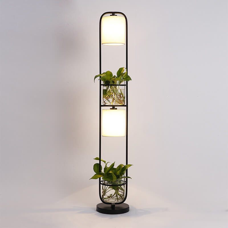 Fabric Iron Frame Hydroponic 2-Light Floor Lamp
