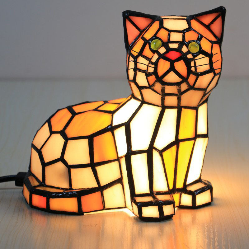 Stained Glass Cat Bedroom Table Lamp