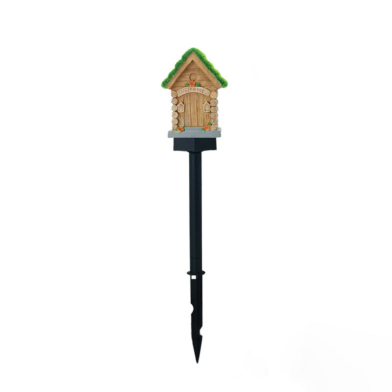 Resin Wooden House Lawn Outdoor Light