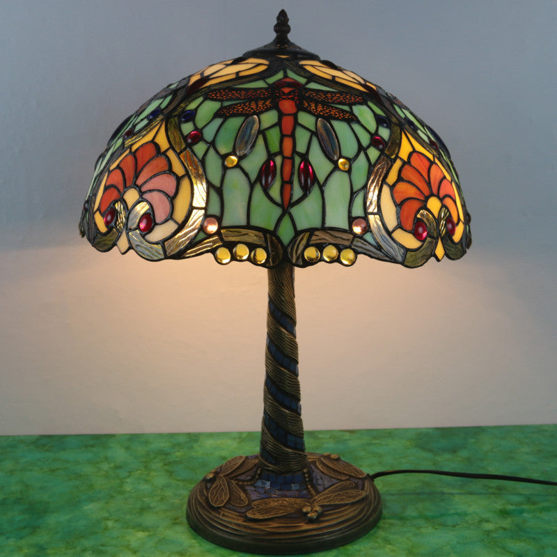 Flower Decor Stained Glass 2-Light Table Lamp