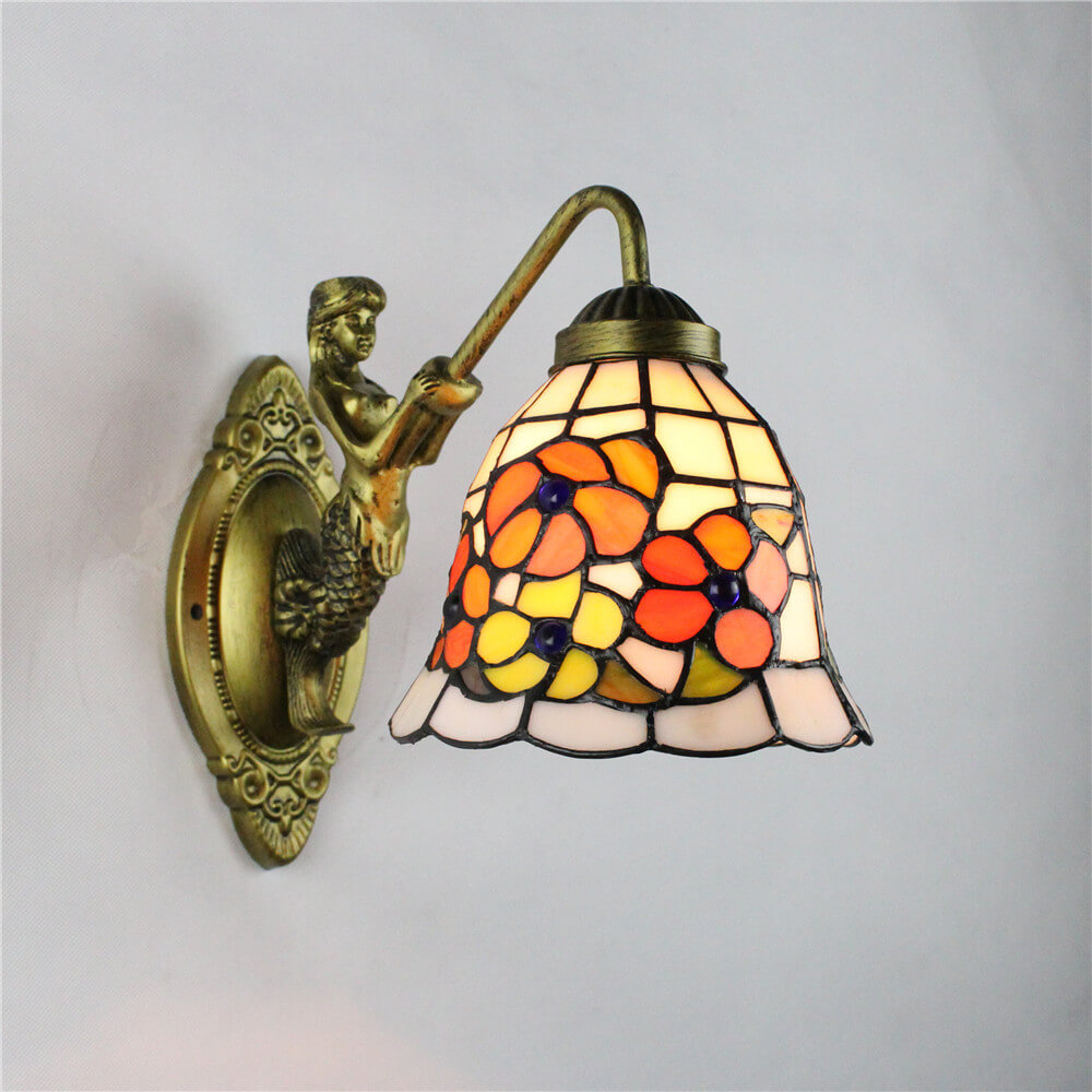 Mediterranean Conical Stained Glass Wall Lamp
