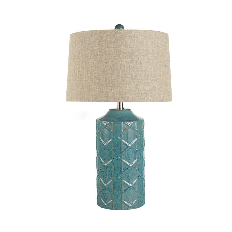 Cylinder Stripe Ceramic Fabric Table Lamp