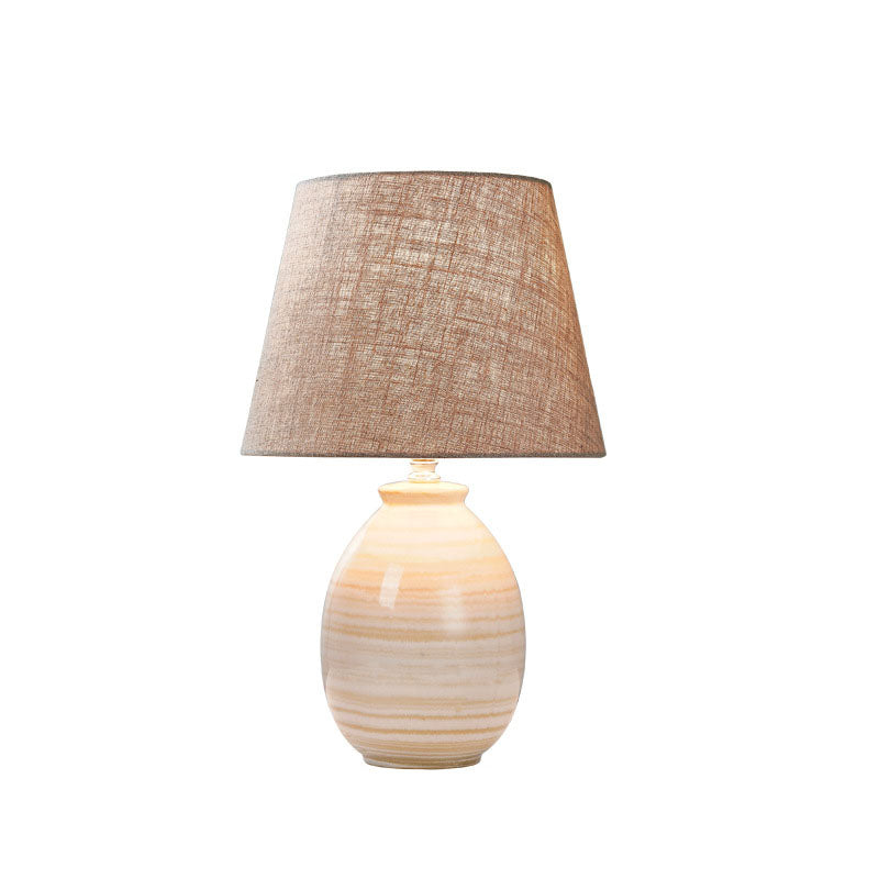 Oval Pot Ceramic Fabric Table Lamp