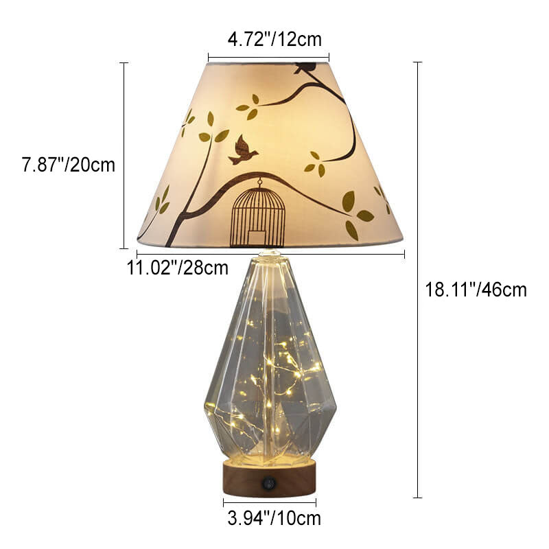 Fabric Glass Rhombus Table Lamp