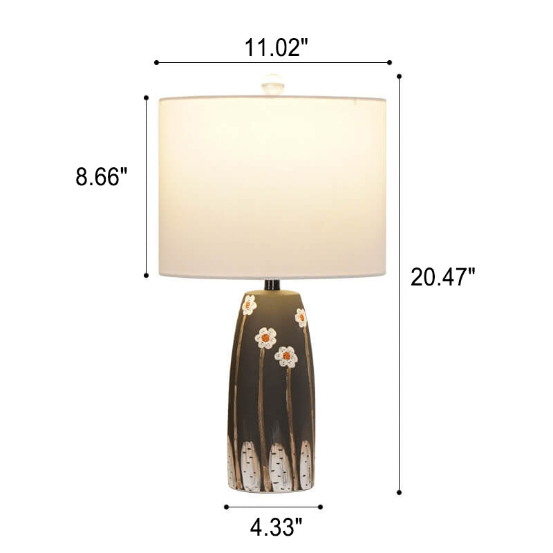 Plum Blossom Ceramic Fabric Table Lamp