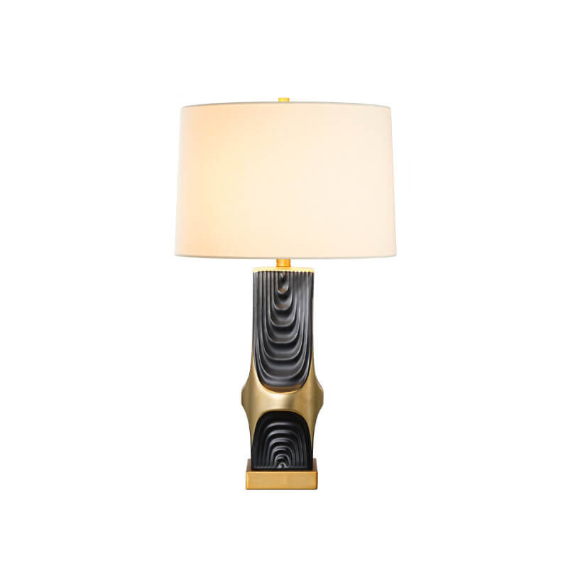 Plated Ceramic Column Fabric Table Lamp