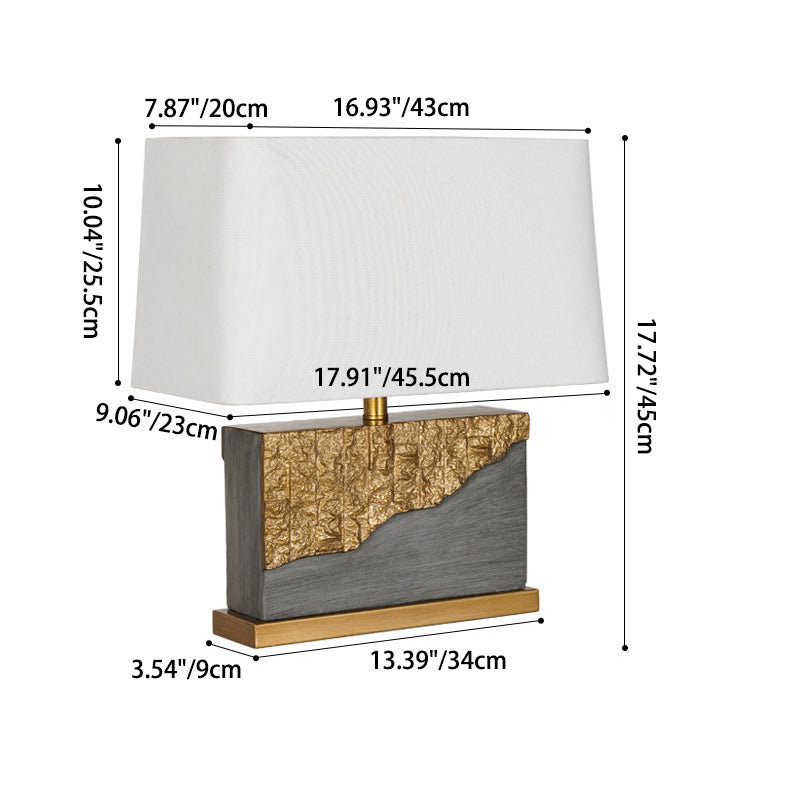 Rectangular Trapezoidal Painted Fabric Table Lamp