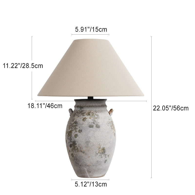 Ceramic Fabric Metal Conic Table Lamp