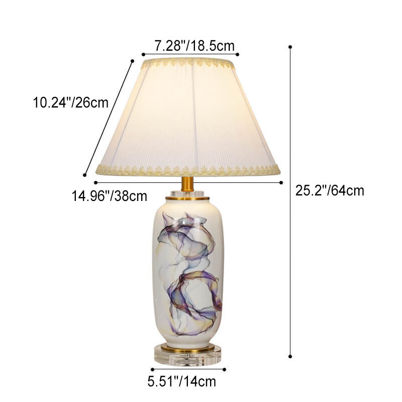 Ink Ceramic Column Pleated Table Lamp
