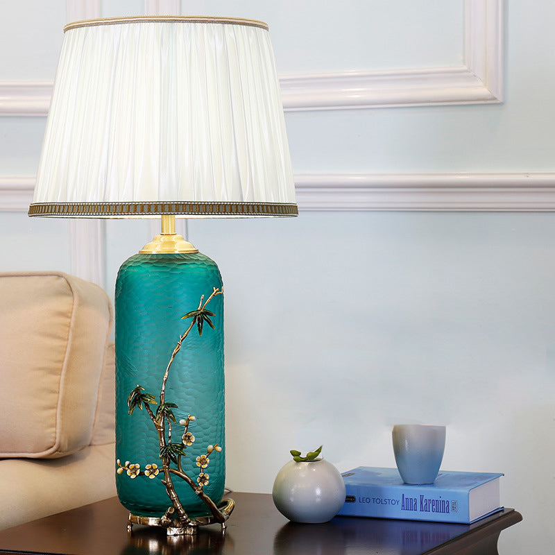 Bottle Glass Copper Fabric Table Lamp
