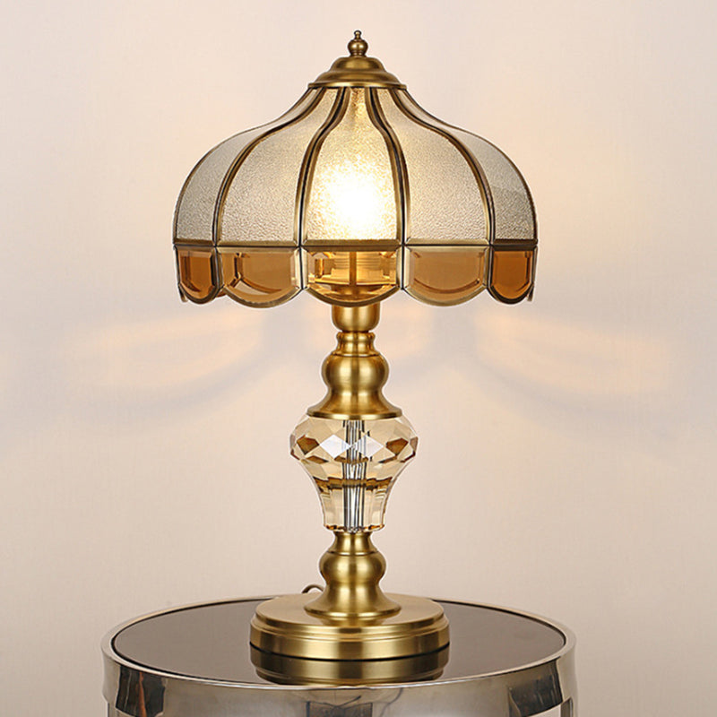 Umbrella Copper Crystal Glass Table Lamp