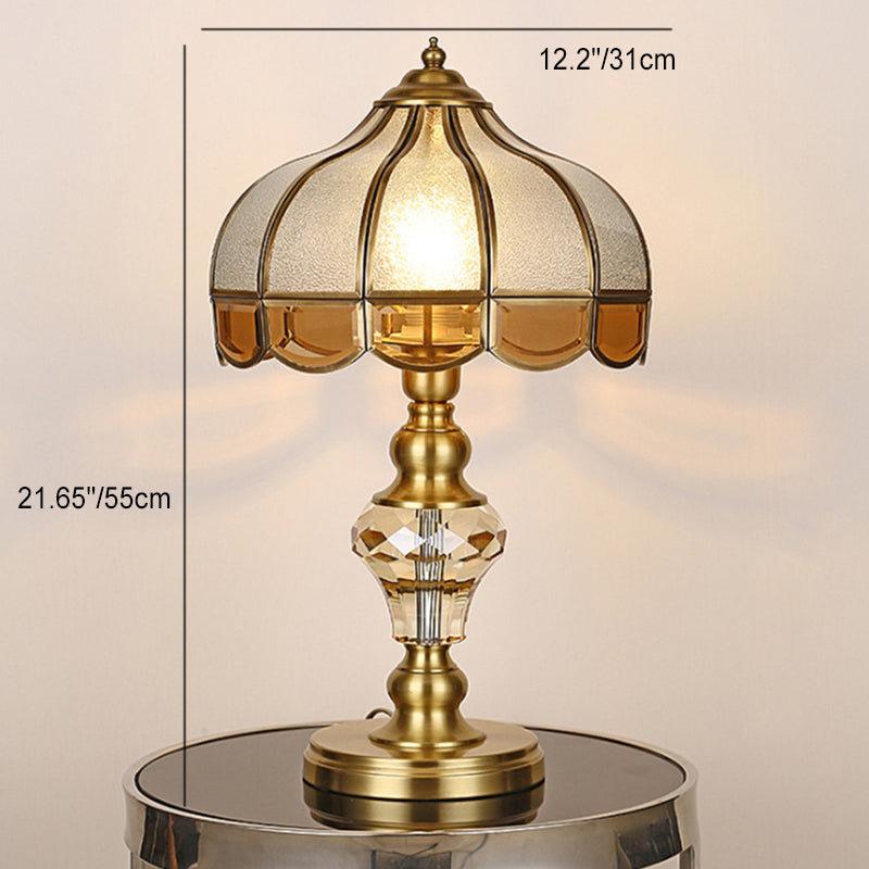 Umbrella Copper Crystal Glass Table Lamp