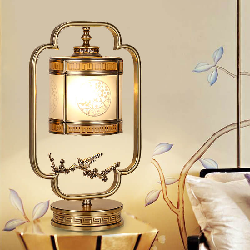 Glass Copper Bedroom Table Lamp
