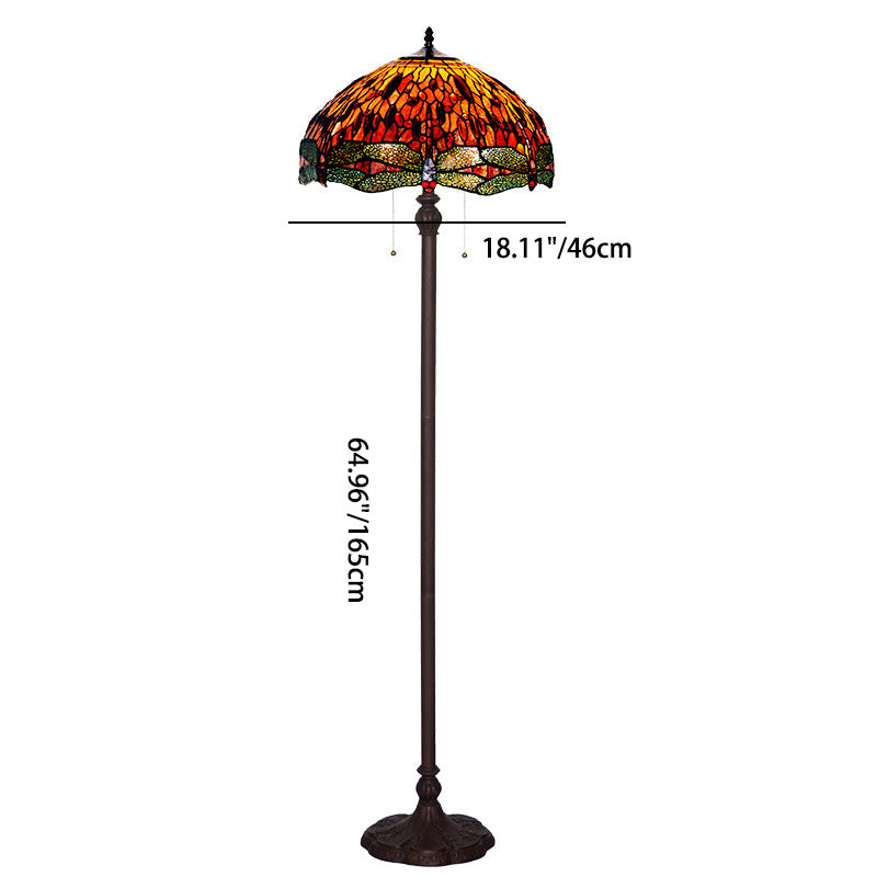 Dragonfly Stained Glass Home 2-Light Floor Lamp