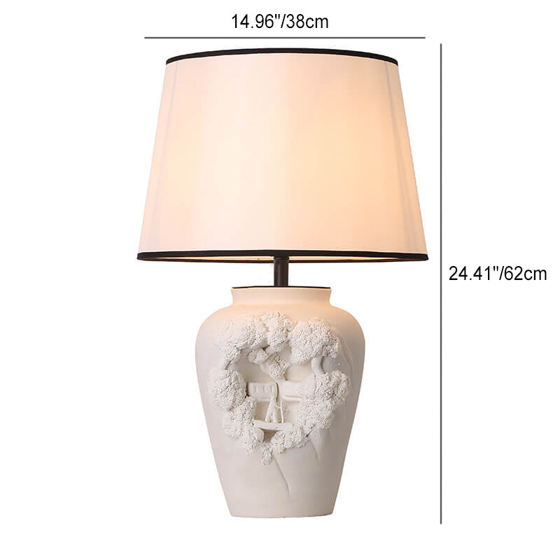 Carved Vase Ceramic Fabric Table Lamp