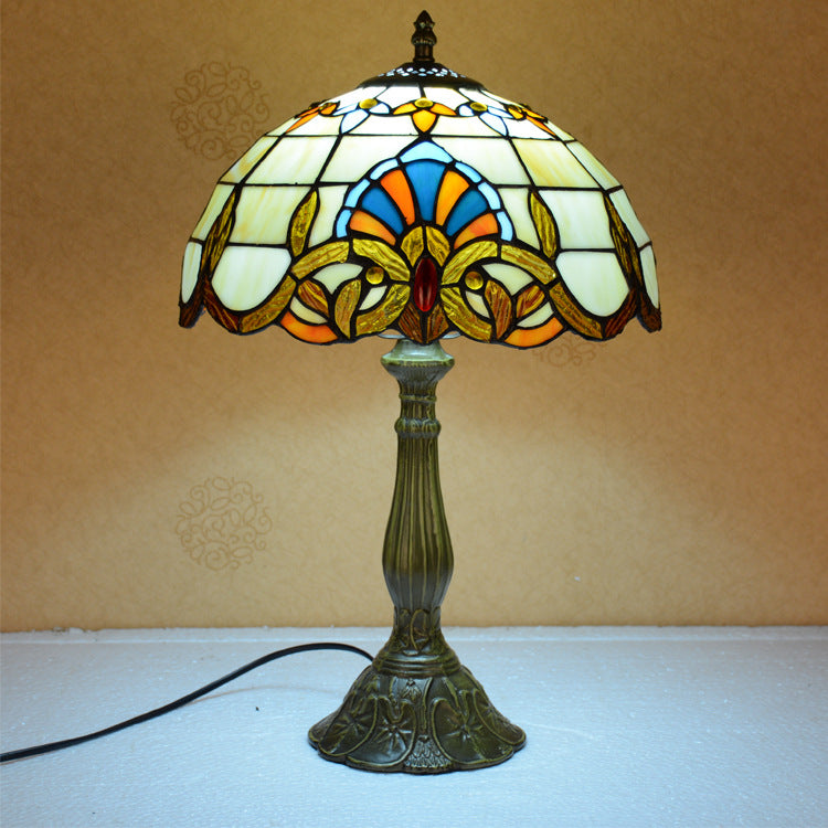 Umbrella Alloy Stained Glass Table Lamp