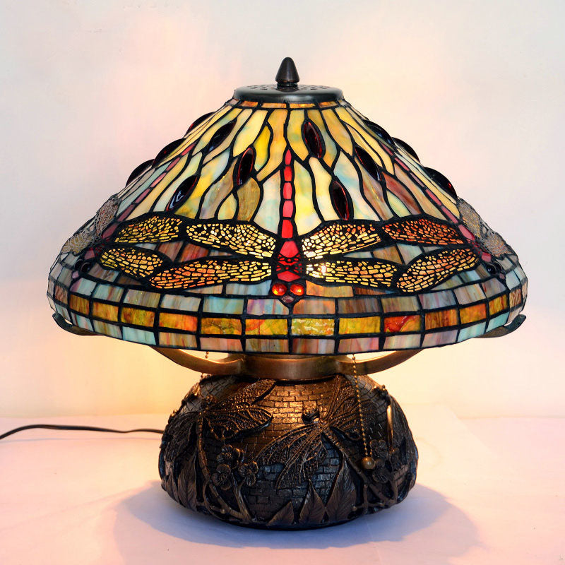Dragonfly Stained Glass Copper 2-Light Table Lamp