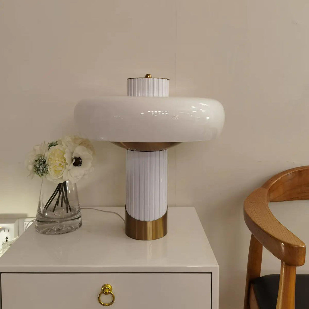 Round Cylinder Metal Glass 2-Light Table Lamp