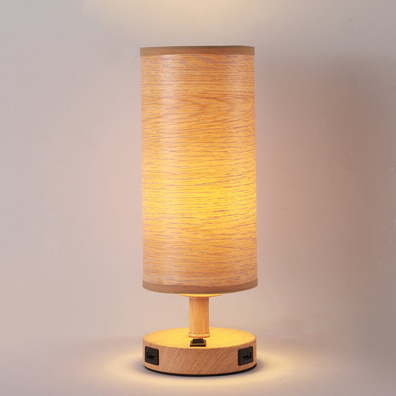 Wood Grain Fabric Table Lamp