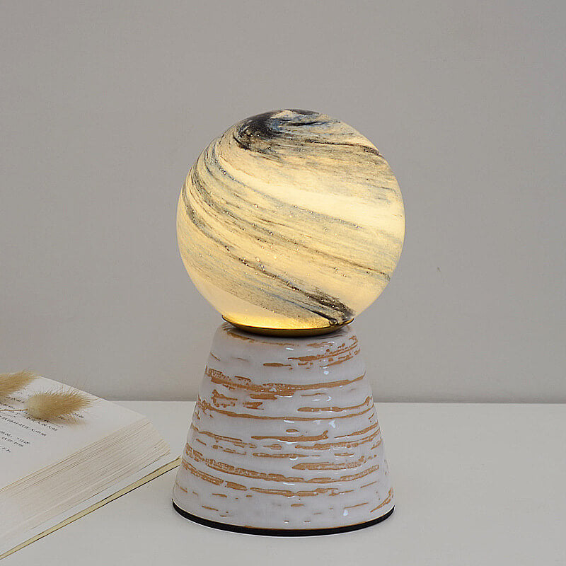 Orb Moon Ceramic Glass Table Lamp