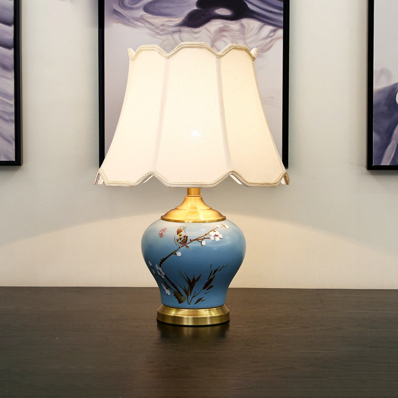 Plum Blossom Cylindrical Copper Table Lamp