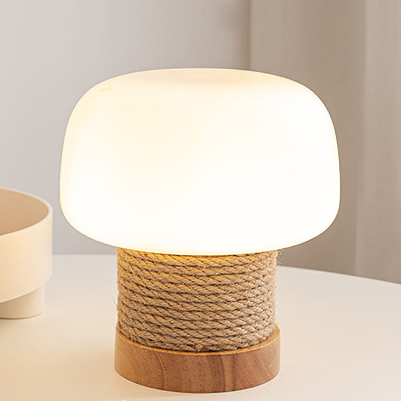 Cylinder Mushroom Shape Oak Table Lamp