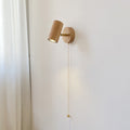 Cylinder Copper Wood Bedroom Wall Lamp