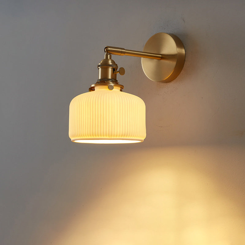 Striped Ceramic Jar Wall Lamp