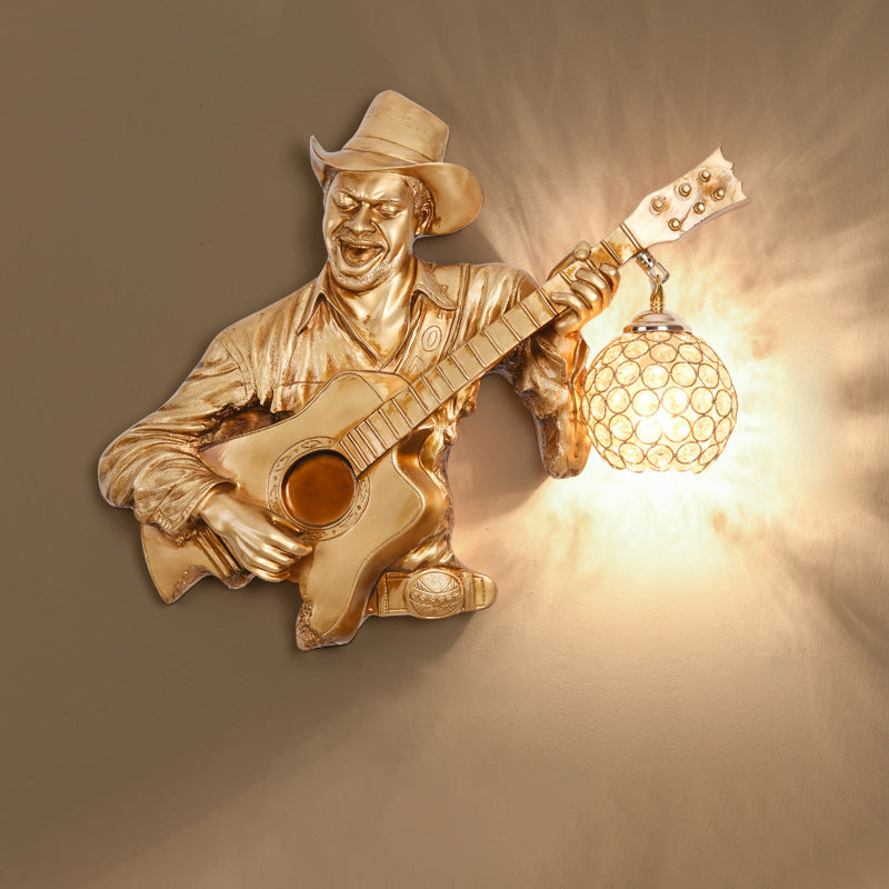 Guitar Player Resin Crystal Wall Lamp