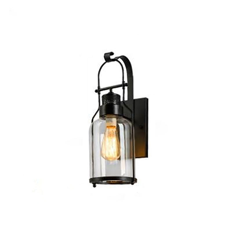Iron Glass Cylinder Hallway Wall Lamp