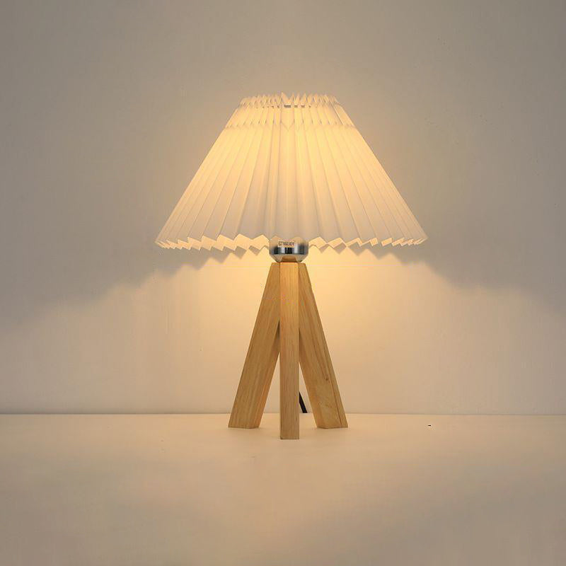 Trapezoid Tripod Pleated Fabric Table Lamp