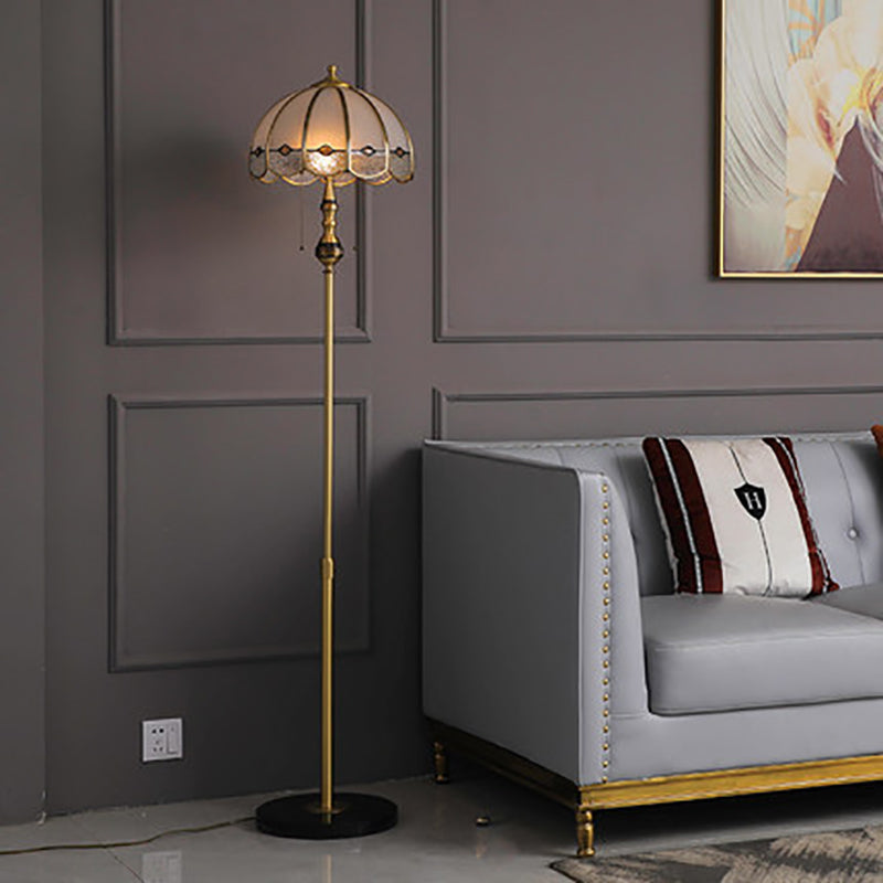 Umbrella Full Copper Glass 3-Light Floor Lamp