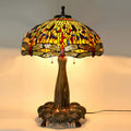 Dragonfly Stained Glass Dome 3-Light Table Lamp