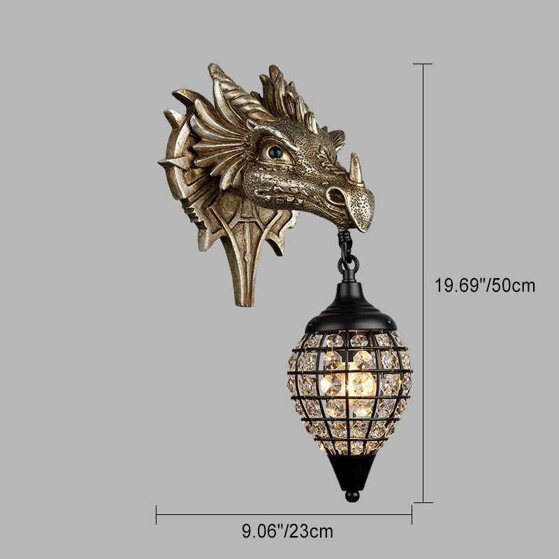Dragon Crystal Iron Resin Wall Lamp