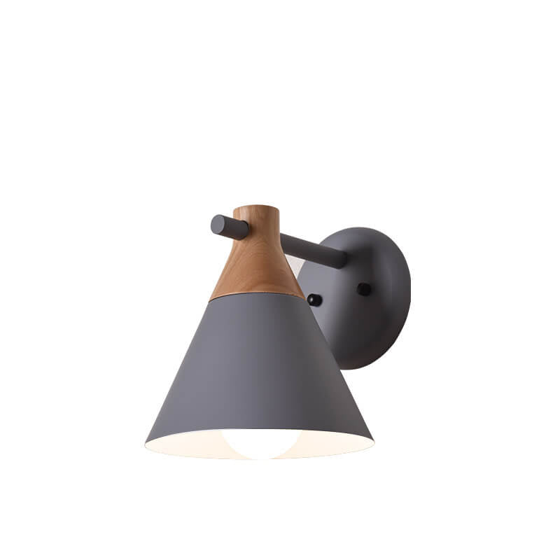 Solid Wood Macaron Cone Wall Lamp